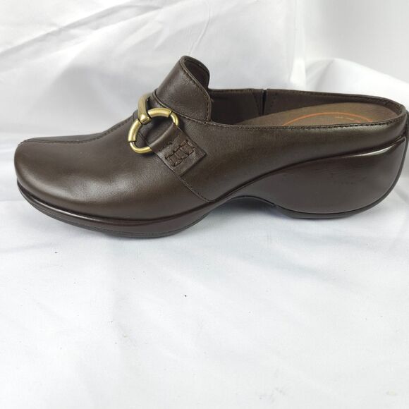 Rockport Womens 6.5M Brown Leather DMX Horsebit Mules Hydro Shield Clogs Slide - Picture 7 of 12
